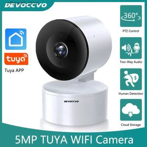 Monitores para bebês Tuya Smart 5MP Wifi Câmera IP Monitor para bebês Câmera de vigilância de segurança doméstica Smart Life App Controle infravermelho Night Vision Cam Q231104