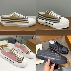 Vintage Print Check Sneakers Designer Casual Shoe Men Two-tone Cotton Gabardine Flats Shoe Printed Lettering Plaid Calfskin Canvas Trainers With Box NO288