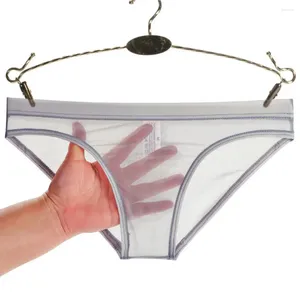 Cuecas masculinas nuas transparentes cuecas de malha fina sem saco apertado triângulo calças sexy e respirável na moda calcinha masculina