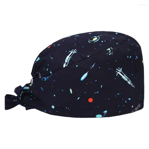 Berretti Scrub Cap Cappello in cotone regolabile Bouffant per uomo Sky stampato