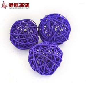 Juldekorationer 7cm (3st) Purple Rattan Kraft Hollow Balls Decoration For Home Restaurant El Tree Decor