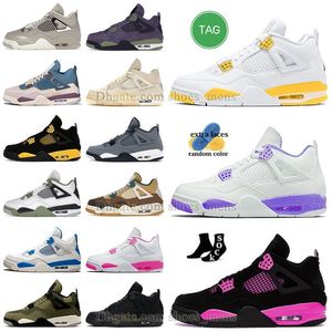 4S Jumpman 4 Pink Thunder Buesball Buty mężczyźni kobiety żywy siarka biała czarno -żółciowe koty koty fioletowe oreo cacao wow j balvin męskie trenerzy niskie trampki sportowe