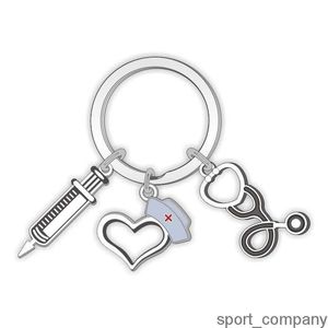 Yüksek kaliteli stetoskop anahtar zincirleri cam cabochon ve cam kubbe yeni anahtar yüzük kolye hediyeleri