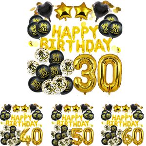 Other Event Party Supplies Happy Birthday Decorations Adult 30 40 50 60 Years Old Number Decor Star Heart Confetti Latex Balloons Layout 230404