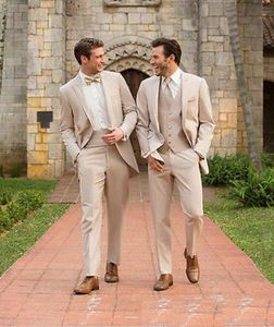 Men's Suits Blazers Blazer Sets Beige Groom Tuxedos Groomsman Italian Style Wedding Prom Party For Men Bridegroom 2PCS3PCS 230404