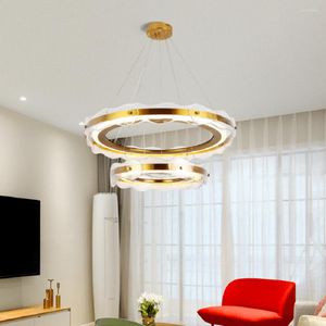 Żyrandole żyrandole lampa wisiorka nordic luksusowe nowoczesne kryształowe pierścionki do salonu jadalnia sypialnia okrągła kuchnia wystrój światła wewnętrzne