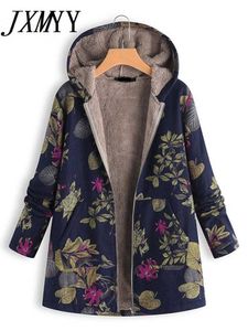 新しい2024年の新しい女性冬の温かい花柄のジャケットフラワープリントフーディヴィンテージ特大コート冬のパッド入りジャケット女性パーカ