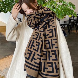 180x65cm Winter Women Trending Scarf Silk Head Scarves Ring Shawl Unisex Fashion Double Side Pashmina Letter Printed Wraps Luxury 285C