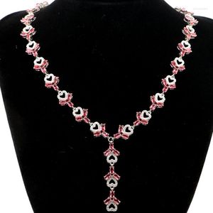 Correntes 50x12mm Pretty 37g Pink Raspberry Rhodolite Garnet Topázio Smokey Topázio Branco Cz Women Wedding Silver Chain Chain 18-19 