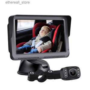 Baby Monitors 1080p Baby Car Mirror Baby Car Camera Night Vision Safety Car Seat Mirror Cameras övervakade speglar med bred kristallklar vy Q231104