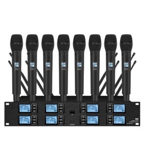 Professional UHF wireless microphone 8 channel handheld lavalier stage performance conference 2106108881063