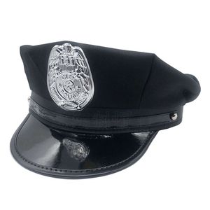 Children Adult Police Officer Cap Cosplay Party Hat Accessories Blue Black Army Military Hats Performance Costume Supplies