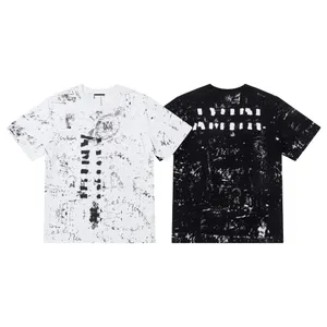 Erkek Moda Tişört Tasarımcıları Tshirts Gevşek Erkekler Giyim Siyah Beyaz Amr Tees Kısa Kollu Kadınlar Günlük Hip Hop Sokak Giyim Tshirts S-XL.Sc004