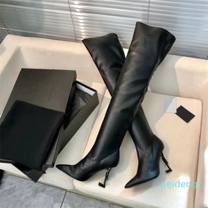 Designer -Over the knee Boots pointed toes Thigh-high boot Letter high heels Leather sole for women heeled shoes factory footwear