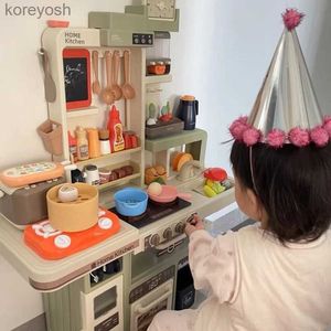 Kök spelar mat Ny 93 cm Big Kitchen Toy Children's Play House Köksutsättning Simulering Spray Baby Mini Food Cooking Christmas Gifts Girl Toysl231104