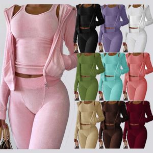 Jaqueta Cropped Agasalho de Duas Peças Conjunto Elegante de 2 Peças Feminino Roupa de Luxo Moletom Veludo Jaquetas com Capuz com Zíper