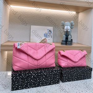 New Rose Puffer Bag Rosa Designer Bag Grande Sacos de Compras Designer Mulheres Bolsa Dupla Corrente Straps Crossbody Bags Carta Luxurys Bolsas 2 Tamanhos Loulou Bolsa