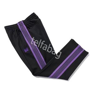 Men's Pants Spring Needles AWGE Trousers Men Woman Quality Butterfly Embroidery Velvet Casual Fashion