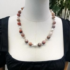 Choker Lii ji Real Stone Brown Color Agate Pearl Necklace 60cm Women Jewelry Stock Sale