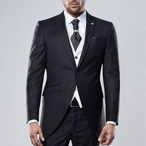 Мужские костюмы Reto Black Terno Masculino Blazer Slim Fit Свадьба для мужчин 3 кусочки костюма (жилет брюк для куртки)