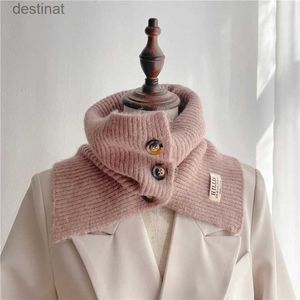 Шарфы Модный однотонный вязаный шарф-снуд для женщин Зимний теплый шейный платок в корейском стиле из шерстяной пряжи с накидкой на шею Мягкий воротник-глушительL231104