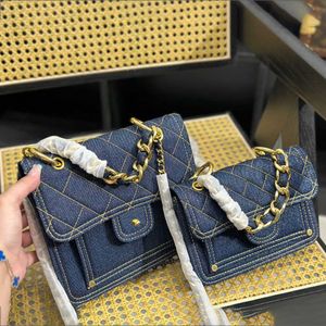 cc crossbody bag luxurys handbags Denim shoulder bag Womens designer bag gold chain Fashion classic Solid Color Diamond Lattice purse handbag 231015