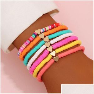 Beaded Strand Love Heart Bracelet Set For Women Bohemian Colorf Soft Y Holiday Beach Boho Charm Am3255 Drop Delivery Jewelry Bracelet Dh0O9