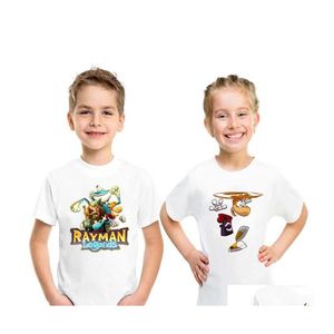 القمصان tshirts الصيف الأطفال tirm Rayman Legends Adventures Cartoons Print Funder Boys Disual Baby Bird Girls Clothes Tops HKP5 DHKCQ