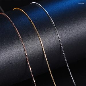 Chains Real 925 Sterling Silver Box Chain Necklaces For Women Teen Girl Rose Gold Plated S925 Jewelry 0.8mm Wholesale Bulk Drop