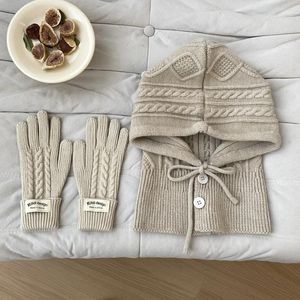 Береты, зимняя вязаная шапка, комплект перчаток, теплая утолщенная Балаклава, шарф с имитацией кашемира, шерстяной корейский шаль, пуловер с разделенными пальцами