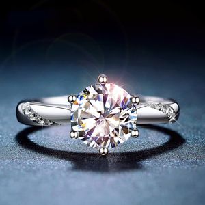 Solitaire Ring Classic 925 Sterling Gümüş Yüzük 1CT IJ Renk Laboratuvarı Elmas Takı Basit Stil Yıldönümü Yüzüğü 230403