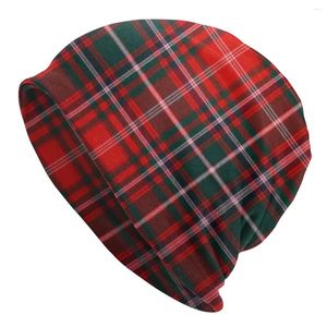 Berets Rot Modern Tartan Plaid Bonnet Beanie Strickmützen Männer Frauen Cool Unisex Mode Gingham Warm Winter Skullies Beanies Cap