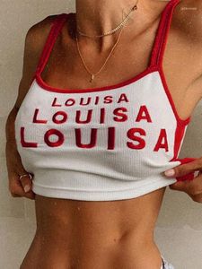 Women's Tanks Cartoon Crop Top Y2K Clothes LOUISA Printed Harajuku Streetwear Backless Sleeveless Strap Summer Women Cute Tops Vest Camis