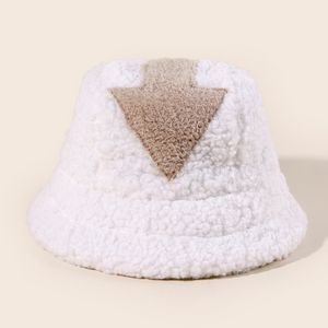 Creative New Arrow Fisherman Hat Men and Women Trendy Lamb Wool Bucket Hat Autumn Winter Warm Flat Top Cap HCS291