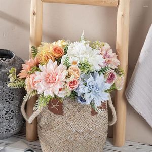 Decorative Flowers Artificial Silk For Home Wedding Christmas Decor Bedroom Centerpiece Table Arrange Bride Holding Flower Fake Bouquet