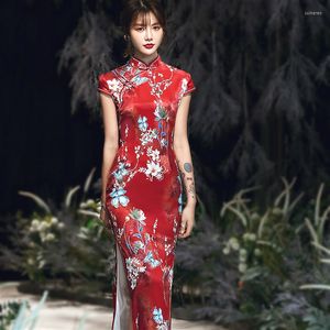 Ethnic Clothing Sheng Coco Oriental Dress Women Chinese Vintage Elegant Wedding Cheongsam Long Silk Evening Gowns Formal Flower Qipao 3XL