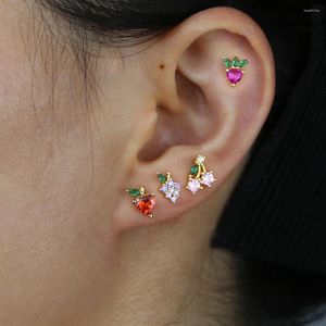 Stud Earrings Cherry /Grape /Strawberry /Apple Shape Cute Mini For Women Wedding Gift 2023 4 Colors Summer Cool Fruits Style