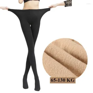 Women Socks High Female Thick Slim Fleece Warm Tights Plus Waist Winter Stretchy Pantyhose Size Skinny Autumn