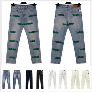 Jeans für Herren Würfel Jeans gestapelt hochwertiger Lederlochbiker Trend gerade Jacquard Fringe Trim Leinwand gedrucktem Denim Personalisiert Ruffl Slim Stretch A2