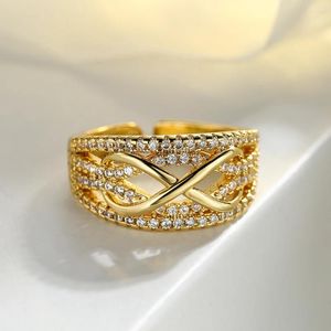 Обручальные кольца стильный минималистичный дизайн с кубическим цирконием регулируемое кольцо для женщин и девочек винтажные вечерние украшения для отдыха