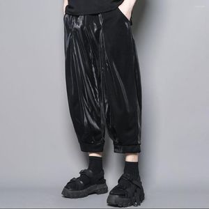 Herrenhose, Sommer, Nischendesign, Original, glänzend, weites Bein, für Herren, dunkler Yamamoto-Stil, Haremshose, abgeschnittene, neutrale Pumphose, Freizeitkleidung