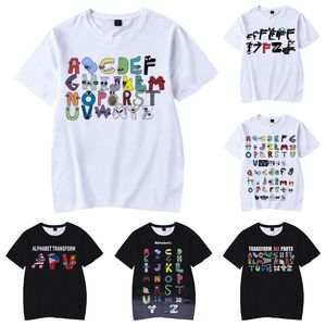 Mens tshirts alfabeto Lore Print Cartoon Casual Verão Crianças Camisa de Anime Camisa Kids Roupas Game Game Série 230404