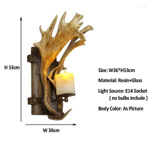 Wall Lamps E14 Socket Retro Lamp Resin American Antique Antler Sconce Light Living Room Cafe Decoration Bedside El Aisle Bra