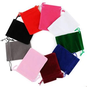 Sacos de embalagem 100 Pçs / lote Dstring Flanela Sacos Moda Jóias Embalagem Display Bag Bolso para Casamento Natal e DIY Craft Acce DHPZ0