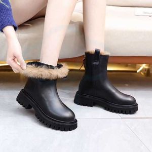 Boots Autumn Boots Rabbit Hair Martin Women's Winter Plush Thickened Large Cotton Chimney Thick Soled Snow Trendy Short Boots