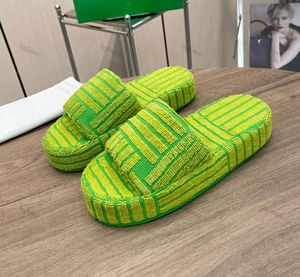 Resort Sponge Slippers Women Designer Slides Terry Cloth Weave Round Open Toe Sandal Luxury Shoes