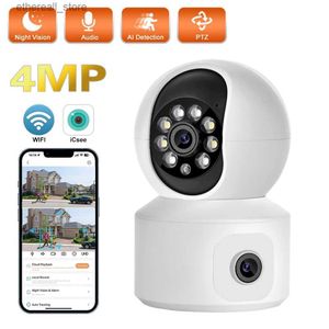 Monitores para bebês Câmera PTZ 4MP 2K WiFi com tela dupla Monitor para bebês Rastreamento automático Visão noturna Câmera de vigilância IP CCTV de segurança interna para casa Q231104