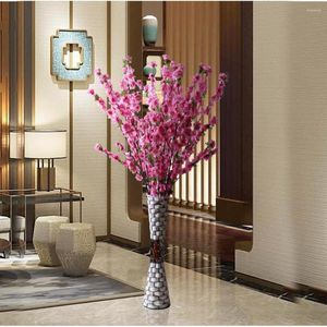 Flores decorativas de 123 cm de cereja artificial Spring Plum Peach Blossom Branch Silk Flor Tree Home Party Decoração de casamento Fake Fake