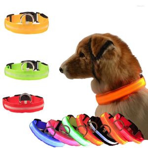 Hundhalsar Solid Nylon LED Light Collar 3-modeller som lyser för nattvandring Anti-Lost Safety Glow Luminous Pet Cat Supplies