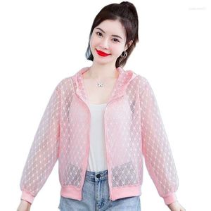 Women's Jackets Short Person Sunscreen Clothing Women 2023 Light Thin Ultraviolet Protection Lace Hollow Out Sun Protective Hooded Overcoat